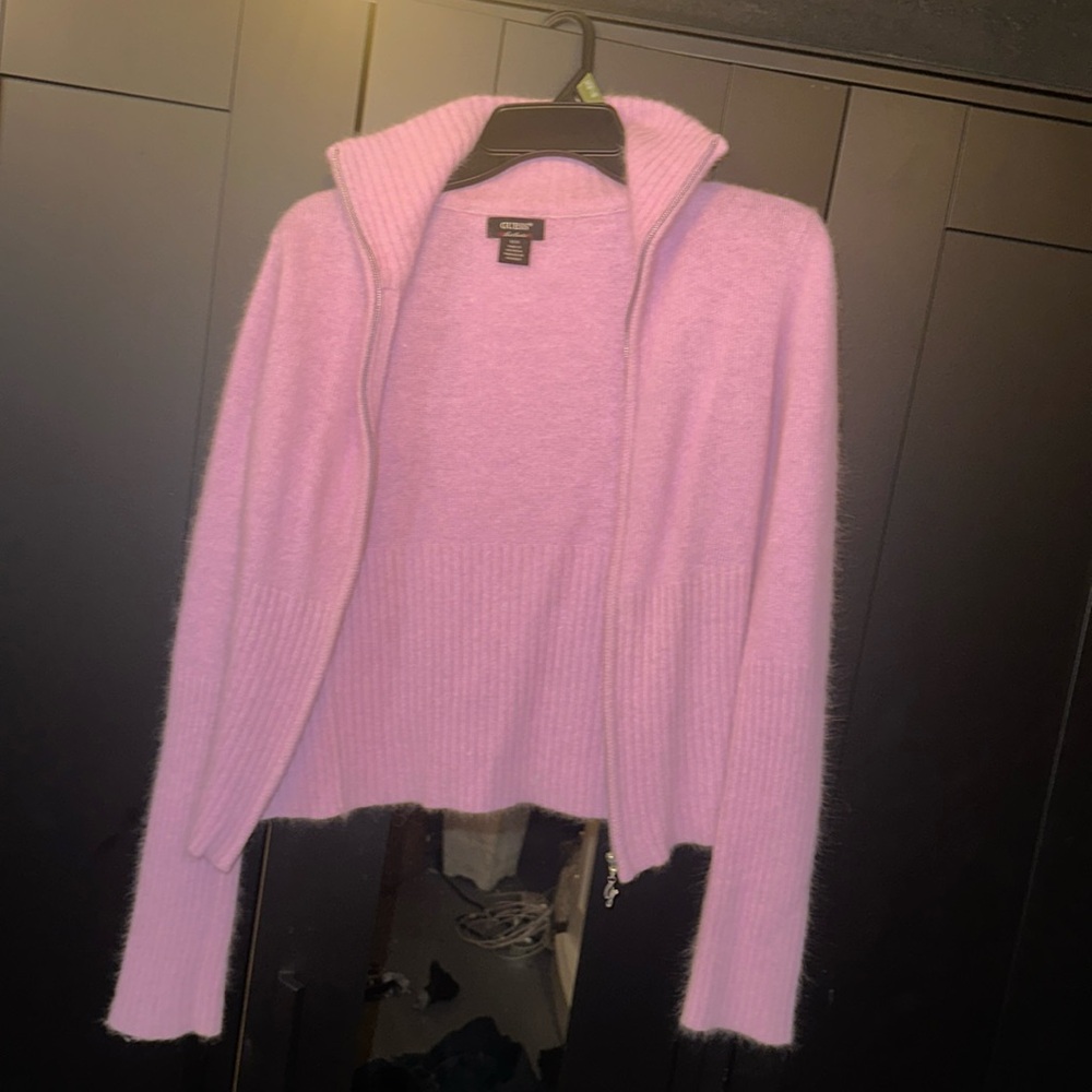 Guess pink sweater coat